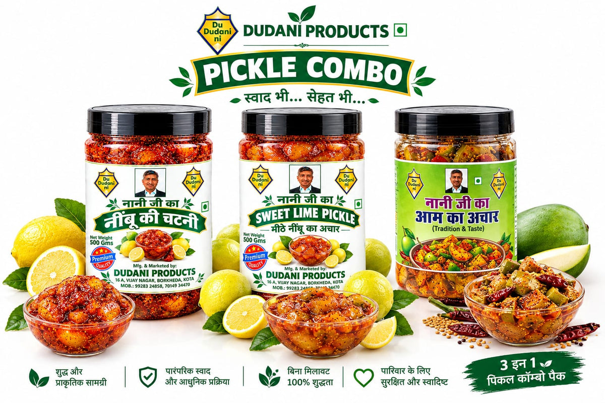 Naniji Ka Sweet & Tangy Delight Combo (Sweet Lime + Nimbu Chutney + Mango) - 1.5 kg (3 Pack)