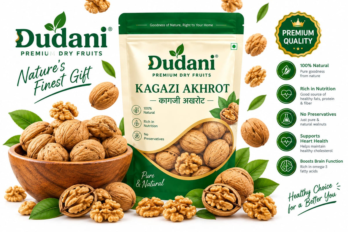 Dudani Premium Kagzi Akhrot - Soft Shell Walnuts (500g)